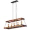Quickway Imports Vintage Style Wooden Rectangle 5 Bulb Ceiling Hanging Light Fixture, Brown Decorative Chandelier QI004570.5 - alternate 4